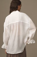 Pilcro Long-Sleeve Smocked Shoulder Buttondown Shirt