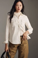 Maeve Contrast-Stitch Linen Buttondown Shirt