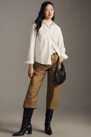 Maeve Contrast-Stitch Linen Buttondown Shirt