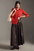 Maeve Contrast-Stitch Linen Buttondown Shirt