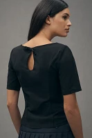 Maeve Short-Sleeve Square-Neck Bow Top