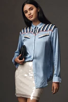 Maeve Long-Sleeve Silky Western Buttondown Blouse