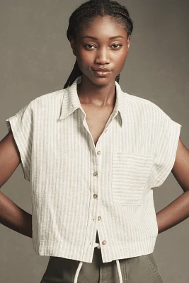 Pilcro Linen Wedge Cropped Blouse
