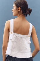 Pilcro Denim Linen Blend Trimmed Tank