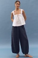 Pilcro Denim Linen Blend Trimmed Tank