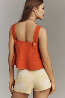 Pilcro Denim Linen Blend Trimmed Tank