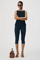 Pilcro Sleeveless Open-Back Denim Peplum Top