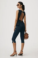 Pilcro Sleeveless Open-Back Denim Peplum Top