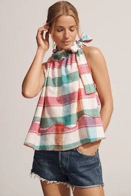 Maeve Linen Blend Tie-Neck Halter Top