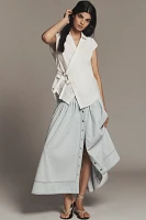 Pilcro Belted Wrap Linen Cotton Blouse