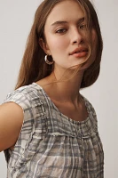 By Anthropologie Short-Sleeve Seamed Swing Top