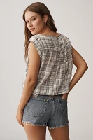 By Anthropologie Short-Sleeve Seamed Swing Top