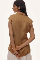 Pilcro Short Sleeve Sash Belt Wrap Top