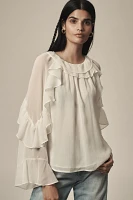 By Anthropologie Sleeveless Ruffled Blouse