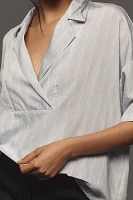 The Dylon Short-Sleeve Wide-Placket Top: Striped Edition