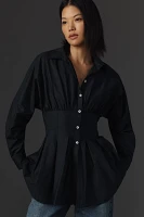 Maeve Long-Sleeve Cinched Buttondown Shirt