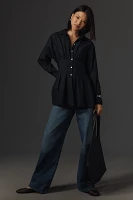 Maeve Long-Sleeve Cinched Buttondown Shirt