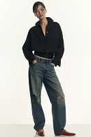 Pilcro Long-Sleeve Belt-Waist Blouse