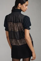 By Anthropologie High-Neck Lace Swing Blouse