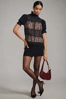 By Anthropologie High-Neck Lace Swing Blouse