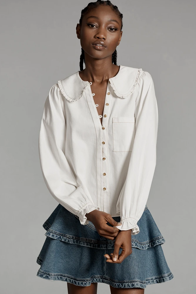 The Keira Collared Button-Front Blouse by Pilcro: Long-Sleeve Denim Edition