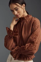 Pilcro Long-Sleeve Ruffled Bubble Blouse