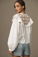 Pilcro Long-Sleeve Eyelet Cutwork Blouse