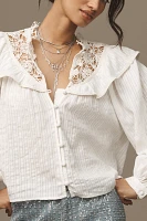 Pilcro Long-Sleeve Eyelet Cutwork Blouse