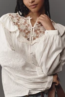 Pilcro Long-Sleeve Eyelet Cutwork Blouse