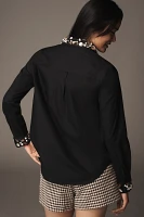 Maeve Long-Sleeve Embellished Buttondown Blouse