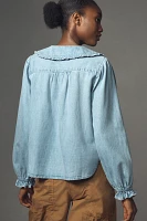 The Keira Light-Denim Long-Sleeve Blouse by Pilcro