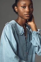 The Keira Light-Denim Long-Sleeve Blouse by Pilcro