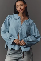 The Keira Light-Denim Long-Sleeve Blouse by Pilcro