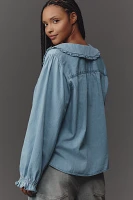The Keira Light-Denim Long-Sleeve Blouse by Pilcro