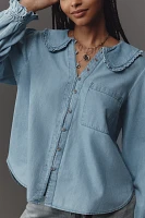 The Keira Light-Denim Long-Sleeve Blouse by Pilcro