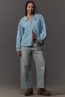 The Keira Light-Denim Long-Sleeve Blouse by Pilcro