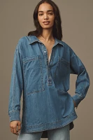 Pilcro Patch Pocket Collared Popover Blouse