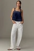 Pilcro Sleeveless Harness Denim Blouse