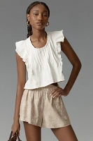 Leigh Viner x Anthropologie Scoop-Neck Flutter-Sleeve Blouse