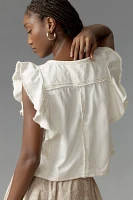 Leigh Viner x Anthropologie Scoop-Neck Flutter-Sleeve Blouse