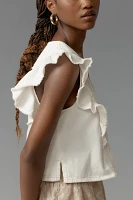 Leigh Viner x Anthropologie Scoop-Neck Flutter-Sleeve Blouse