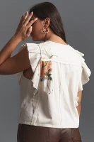 Leigh Viner x Anthropologie Scoop-Neck Flutter-Sleeve Blouse