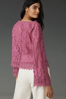 By Anthropologie Long-Sleeve Lace Patches Blouse