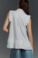 By Anthropologie Sleeveless Pleated Blouse