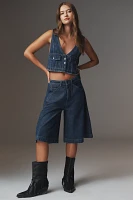 Pilcro Coastal Cutoff V-Neck Denim Top