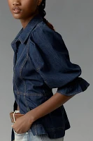 By Anthropologie Puff-Sleeve Denim Buttondown Shirt