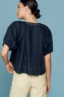By Anthropologie Puff-Sleeve Keyhole Top