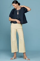 By Anthropologie Puff-Sleeve Keyhole Top
