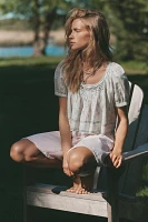 Pilcro Cotton-Blend Puff-Sleeve Cropped Blouse