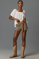 Pilcro Cotton-Blend Puff-Sleeve Cropped Blouse